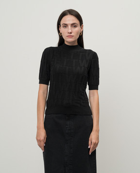 Twinset Черный топ с кашемиром с фактурным узором логотипа 242TP3600