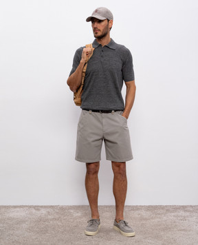 Brunello Cucinelli Серое поло с леном M2L00315