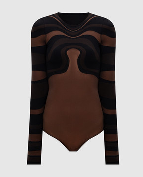 Wolford Коричневе боді з візерунком 
Venus String 77117