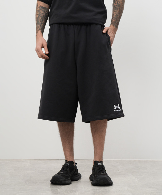 Balenciaga Черные шорты Large с вышивкой логотипа 795261TRVB8 изображение 3