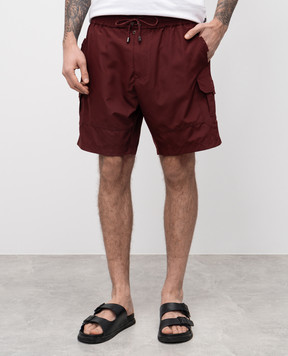 Dolce&Gabbana Бордові шорти-карго для плавання з логотипом M4F42TONR46