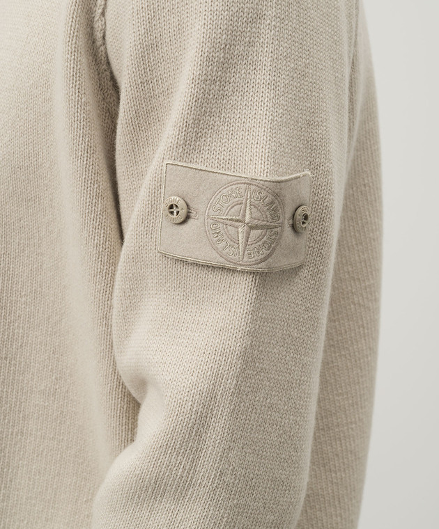 Stone Island Бежевый свитер из шерсти с патчем логотипа 8115527FA изображение 5