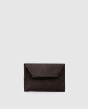 Brunello Cucinelli Коричневый замшевый клатч Duo с логотипом MWDLD2722P