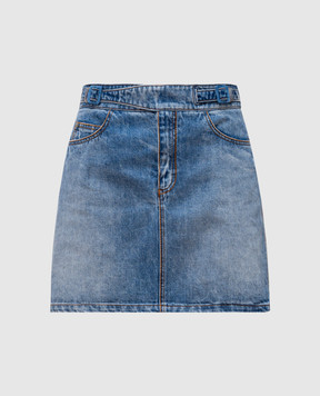 Ermanno Scervino Голубая джинсовая юбка мини с кожаным патчем логотипа D467O316FKV
