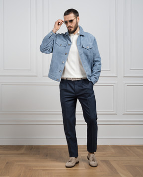 Brunello Cucinelli Сині штани з вовни MB407E1450