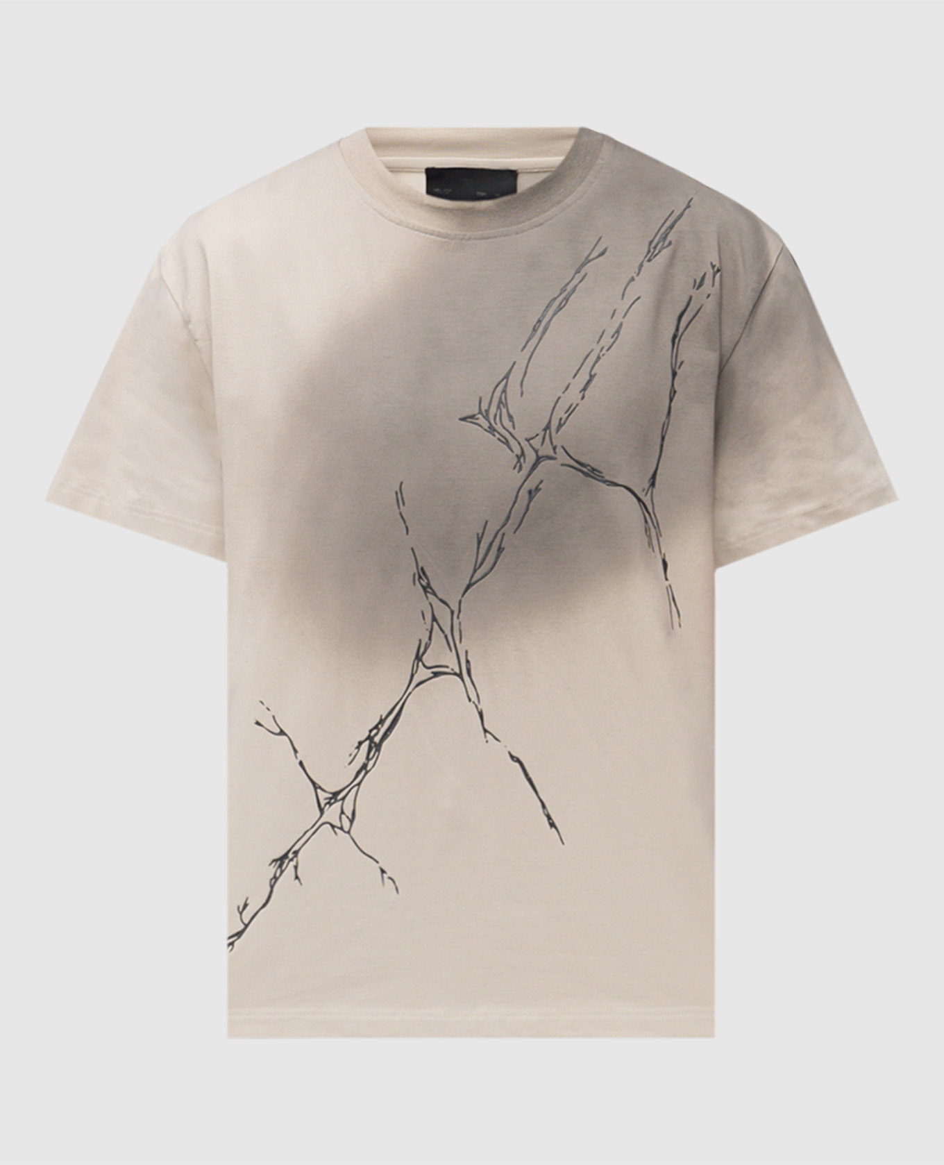 

Бежевая футболка Fluxus с принтом, Бежевый, Футболки