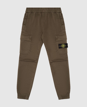 Stone Island Дитячі джогери-карго кольору хакі з патчем логотипа K1S163100004S001268