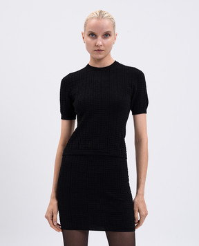 Balmain Чорний топ у візерунок емблеми PB FF1ALA75KI63