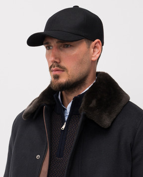 Cashmere&Whiskey Чорна кепка з вовни і кашеміру 9925001