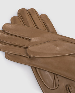 Sermoneta Gloves Коричневі шкіряні рукавички з розрізом 301B2BT