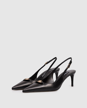 Dolce&Gabbana Чорні шкіряні слінгбеки з логотипом CG0796A5738