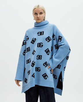 Dolce&Gabbana Голубой свитер с шерстью в монограмме логотипа DG шаблон. FXV08TJCVZM
