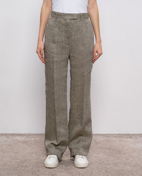 Max Mara Штаны SATIRA из льна цвета хаки SATIRA