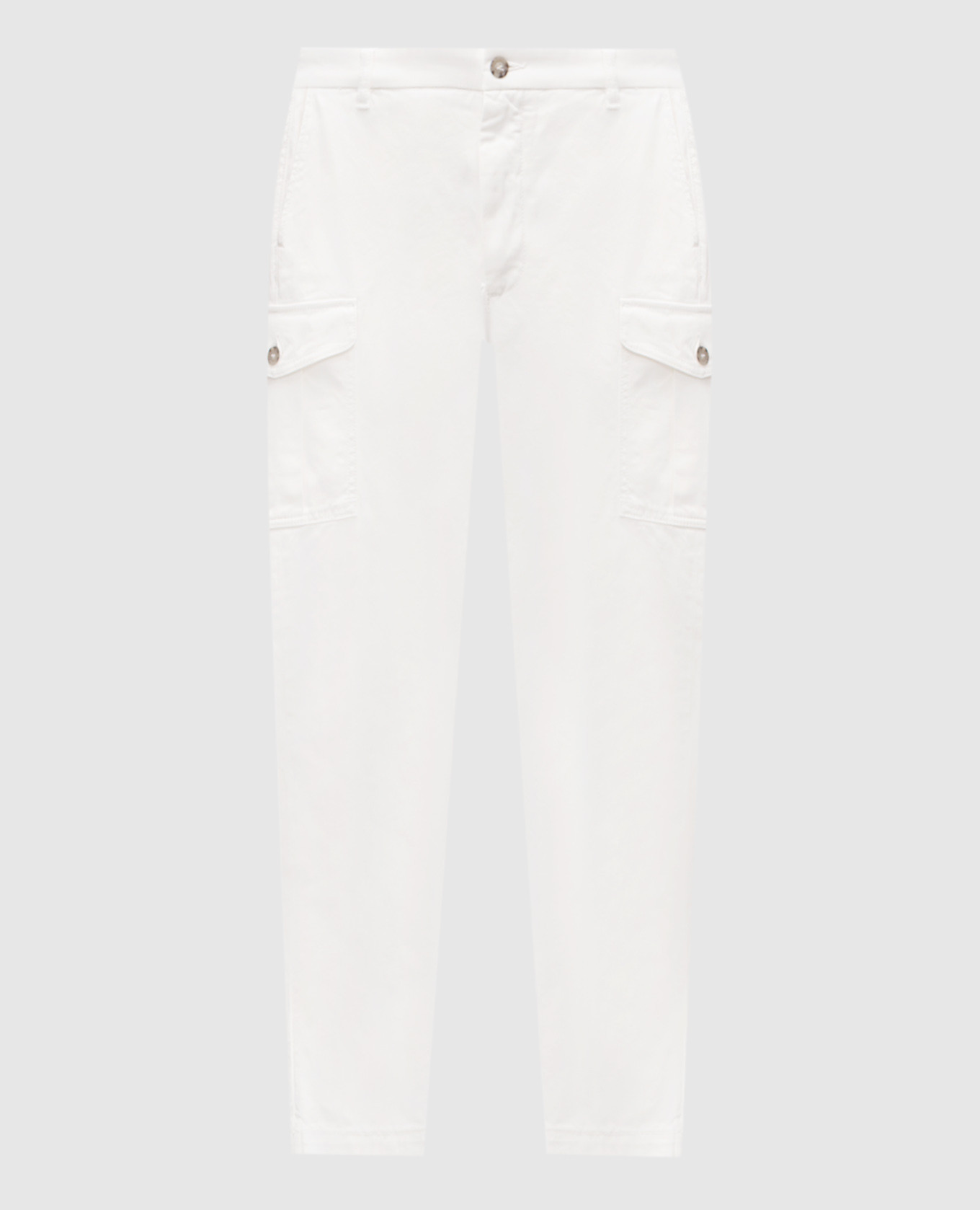 

Белые брюки карго с логотипом, Белый, Зауженные брюки