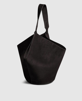 Khaite Чорна замшева сумка тоут з логотипом HAITEBAG