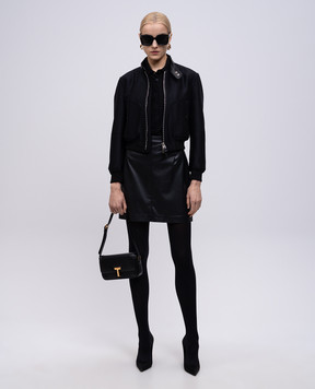 Tom Ford Чорна сорочка з вовною з нашивкою логотипа TSJ586JEX142