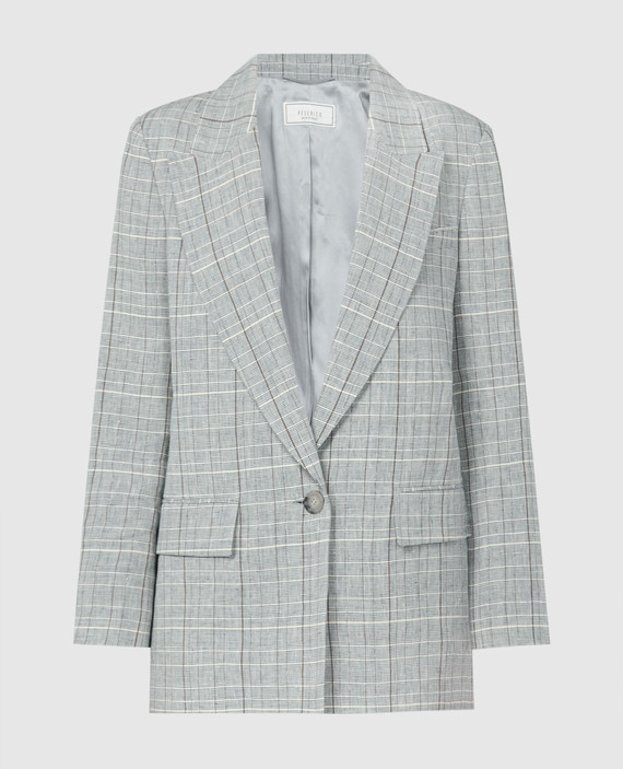 Gray check linen jacket with lurex