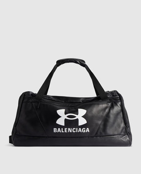 Balenciaga Черная кожаная дорожная сумка с принтом 8117492ABIN