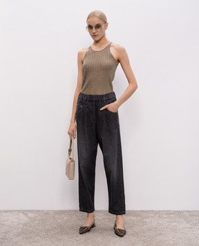 Brunello Cucinelli Бежевый топ с люрексом MMF849910