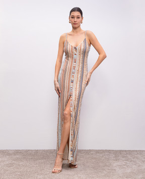 Missoni Бежевое платье макси в узор с люрексом DS25SG1IBR010Q