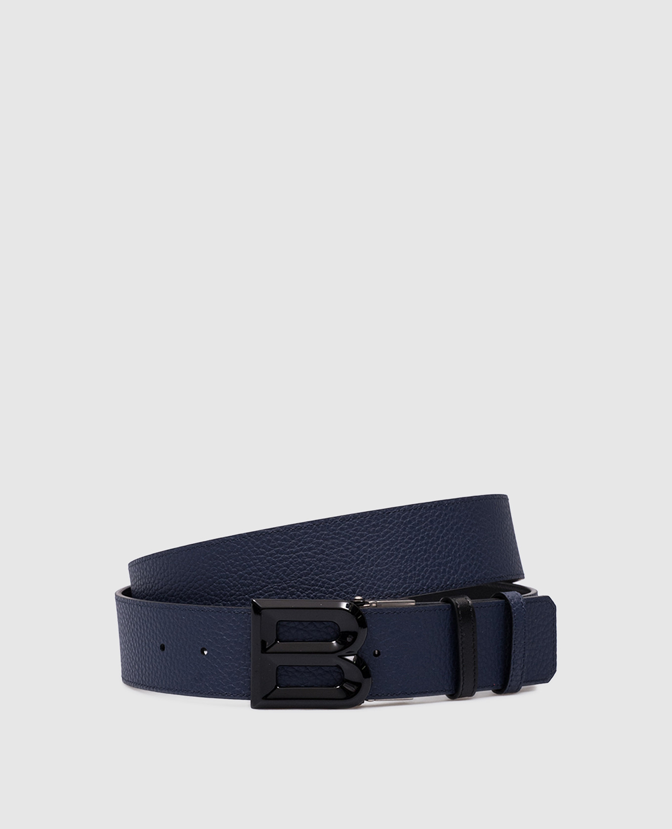 

Двухсторонний кожаный ремень с логотипом., Черный, Ремни