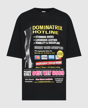 Vetements Чорна футболка з принтом UA66TR740Bm