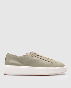 Santoni Зеленые кожаные кроссовки WBCD61322BARCDYI