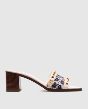 Valentino Бежевые комбинированные мюли COUNTY SLIDE 6W2S0LQ4CQL