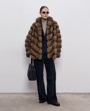 Brunello Cucinelli Бежевий гольф з кашеміром та шовком з люрексом M41800063P