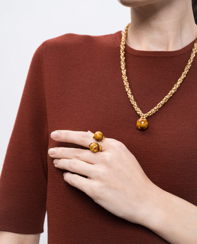 House of Fou Золотиста каблучка Monumental Amber з позолотою 22 карат MONU