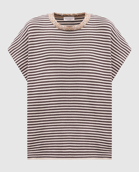 Brunello Cucinelli Бежевый топ в полоску M19253620