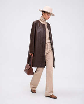 Max Mara Weekend Коричневое кожаное пальто GEYSER GEYSER
