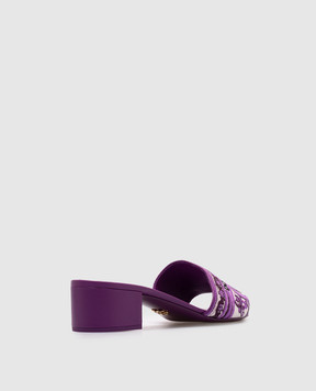 Dolce&Gabbana Фиолетовые мюли с вышивкой логотипа CR1748AV804