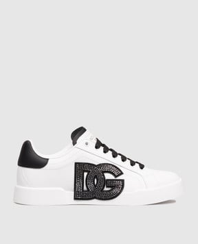 Dolce&Gabbana Білі шкіряні кросівки Light Strobel з кристалами CK2341AI411