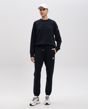 Moncler Синій світшот з фактурною вишивкою логотипа K10938G0001689A1K