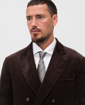 Brunello Cucinelli Серый галстук из шелка в полоску MI8840018