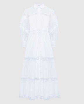 Charo Ruiz Белое платье-рубашка Lucil с кружевом 241643