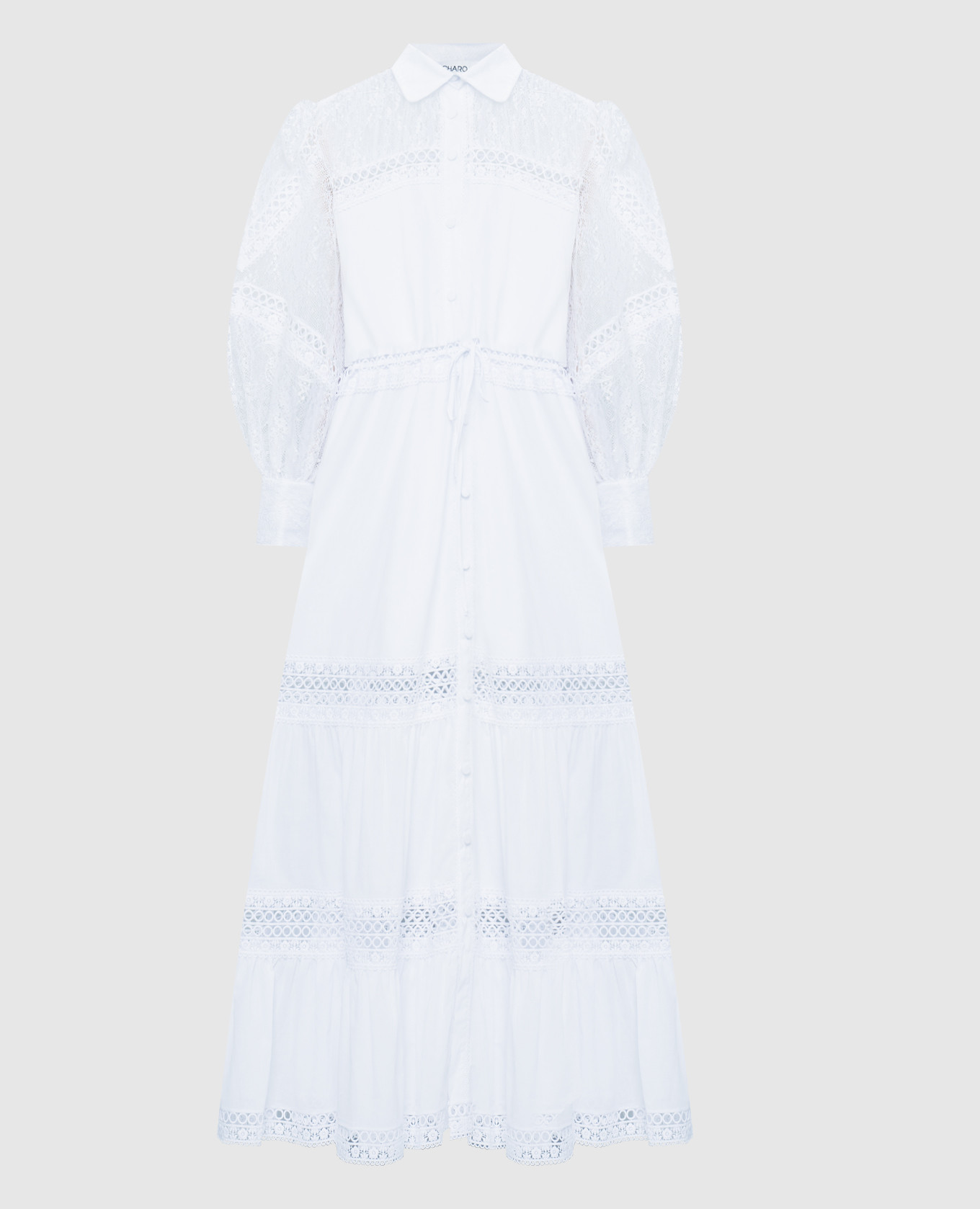 Белое платье-рубашка Lucil с кружевом
