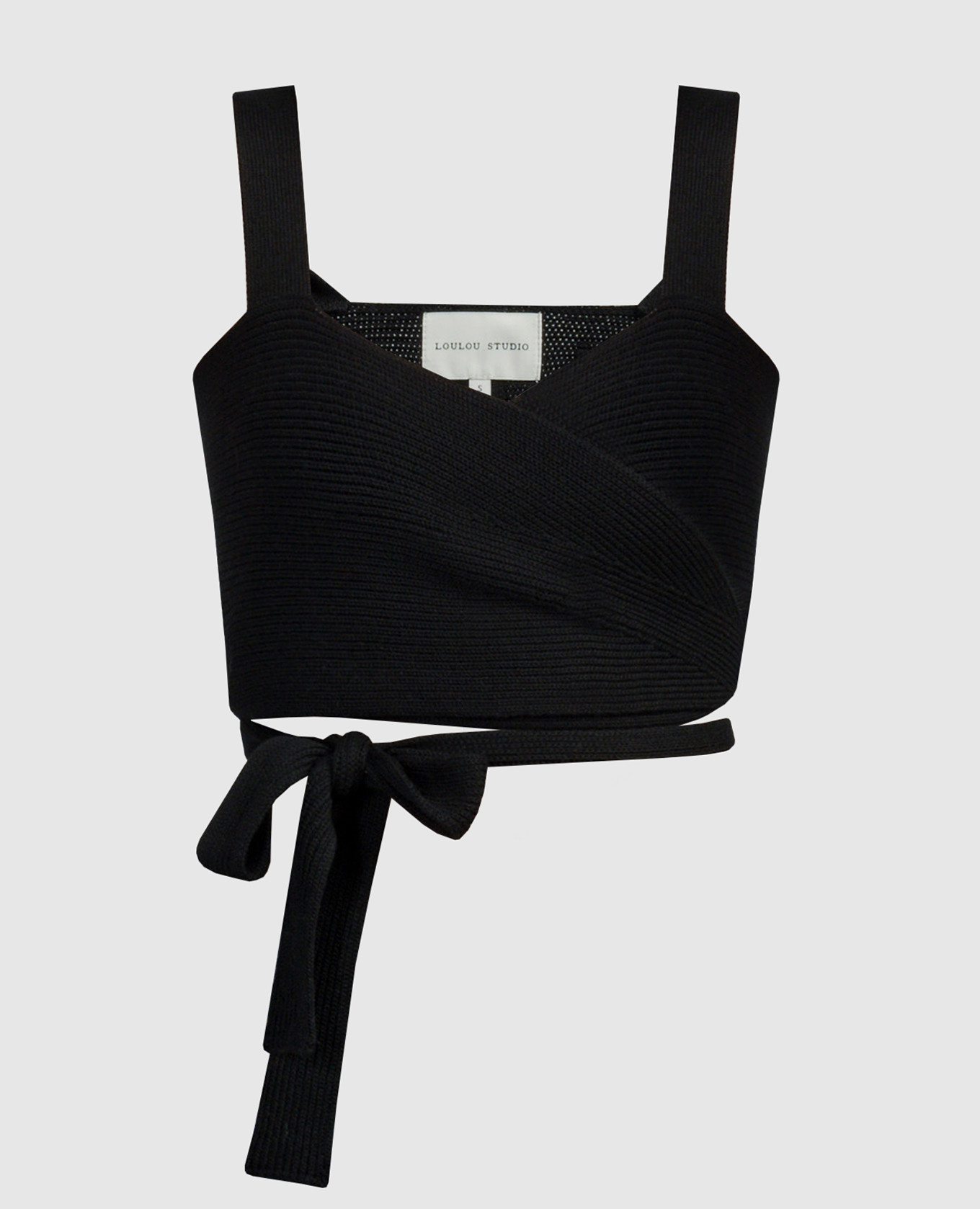 

Черный топ ABACA в рубчик с шелком, Топы