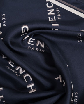 Givenchy Синий платок из шелка в принт логотипа 710009495002
