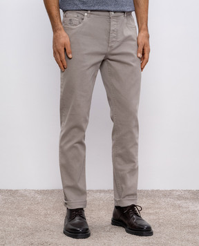 Brunello Cucinelli Сірі джинси з патчем логотипа M277PD3210