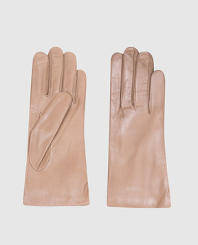 Sermoneta Gloves Бежевые кожаные перчатки с кашемиром 304