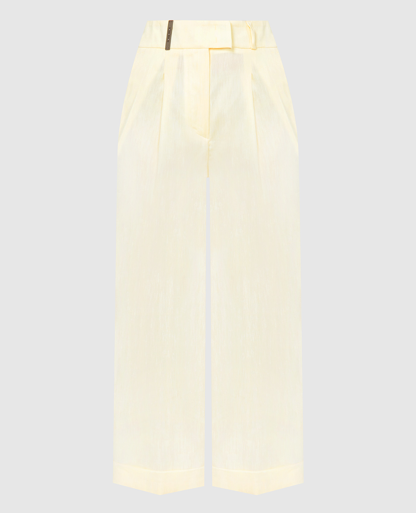 

Желтые брюки из шерсти и льна, Желтый, Укороченные брюки