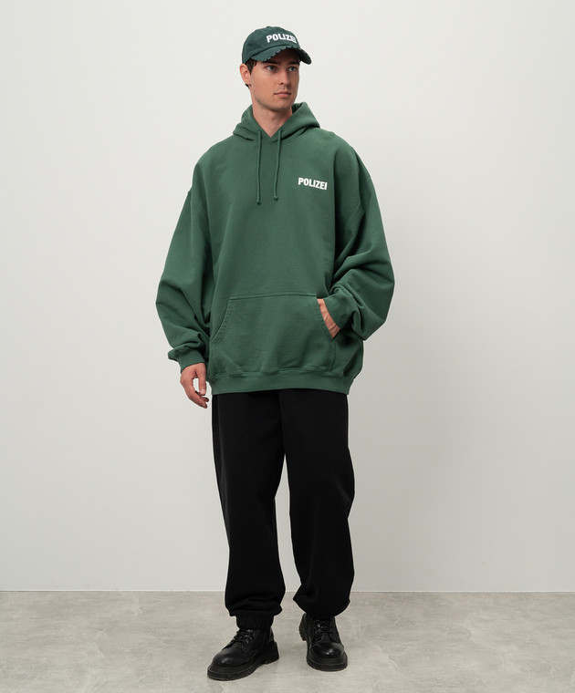 Vetements Зеленые худи с принтом Polizei UA65HD420G изображение 2