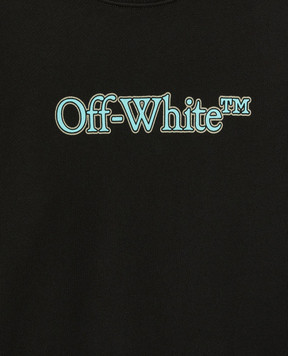 Off-White Дитячий чорний лонгслів з принтом логотипа OBAB001S25JER001