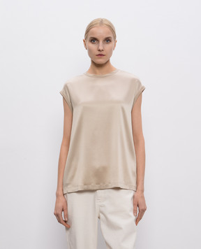 Brunello Cucinelli Бежевый топ из шелка M0C59EH500