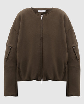 Helmut Lang Бомбер кольору хакі з вишивкою логотипа O09HW102
