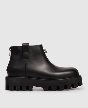 Alexander McQueen Чорні шкіряні черевики з логотипом 826489WIAER