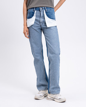 Maison Margiela MM6 Сині джинси з ефектом вивороту S52LA0256M30018