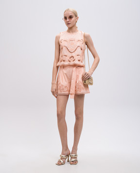 Twinset Розовые шорты с вышивкой ришелье 251TT2166